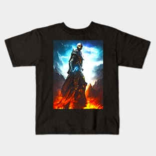 Human/Alien War - Fight Through the Fire - AI Generated Sci Fi Concept Art - Kids T-Shirt